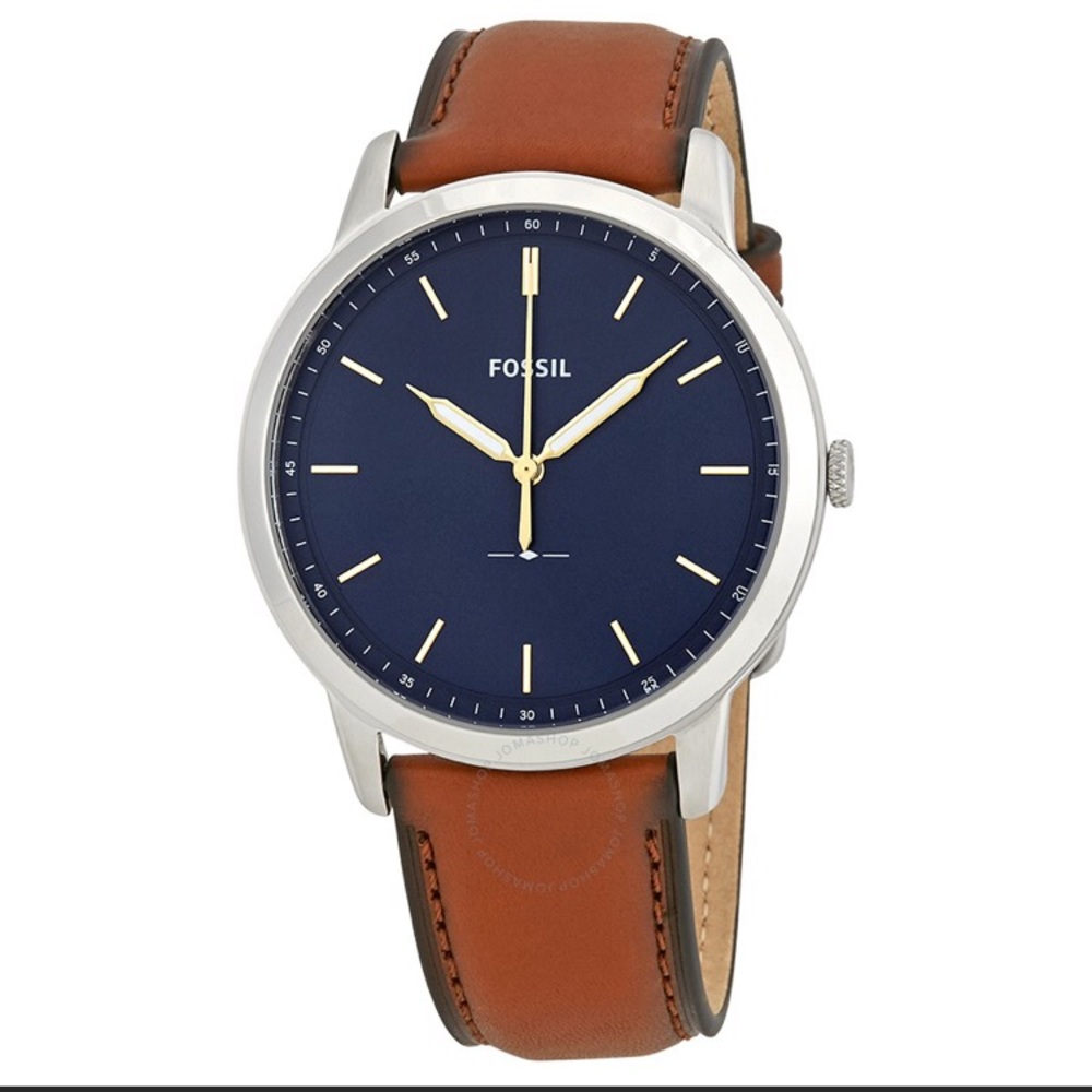 NWT Minimalist Blue Dial Brown Leather Men's Watch